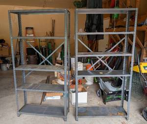 lot 56 image: Pair of Grey Metal Storage Shelves
