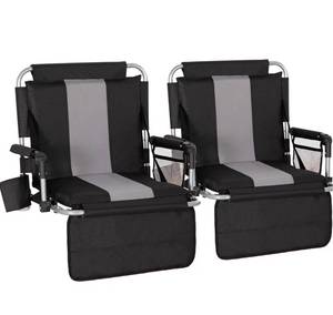lot 209 image: Lets Camp Folding Stadium Seat Black Bleacher Seats $89.99 Retail - Brand New