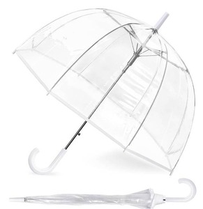 lot 214 image: Clear Bubble Dome Umbrella with White Handle - Brand New