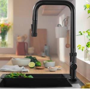 lot 226 image: Black Matte Kitchen Faucet with Pull Down Sprayer 17 $153.89 Retail - Brand New
