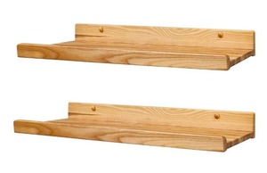 lot 232 image: Floating Wall Shelves 24 with Lip for Books or Photos Natural Wood - Brand New