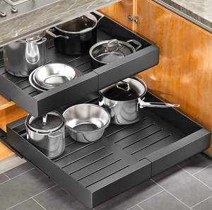 lot 260 image: Pull Out Cabinet Organizer Expandable 12 to 20 Slide Out Drawer $89.99 Retail - Brand New
