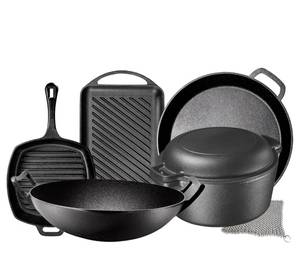 lot 291 image: Pre Seasoned 7pc Cast Iron Bundle $111.99 Retail - Brand New