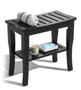 lot 318 image: Domax Bamboo Shower Bench and Stool Waterproof Black $54.99 Retail - Brand New