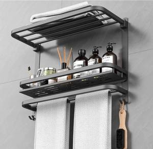 lot 320 image: Towel Rack for Bathroom Black 22.8 Bathroom Organizer $59.99 Retail - Brand New