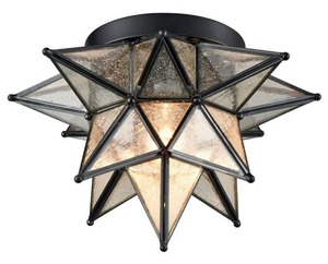 lot 331 image: Daycent Black Moravian Star Light Flush Mount Moroccan Star $129.99 Retail - Brand New