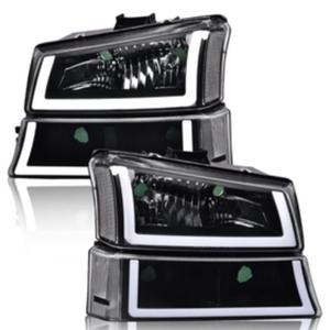 lot 324 image: LED DRL Headlights wo Bulbs for Chevy Avalanche 2003-2006 Clear Lens Black $79.99 Retail - Brand New