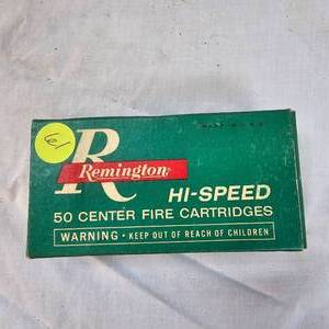 lot 61 image: Vintage 95% Condition, 1950s-60s Reminton Hi Speed,30 Carbine, Full Box