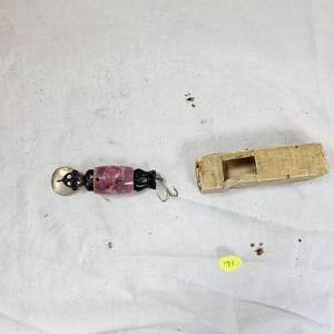 lot 91 image: Rare 1950s Black Americana Sam-Bo, Man in Barrel Lure wbox