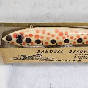 lot 100 image: Randall Like New Decoy in Box and Vintage RedWhite Decoy