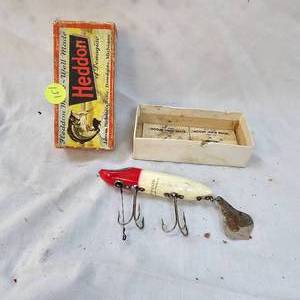 lot 151 image: Original Heddon Flap Tail Red Head in Original Box with Manual