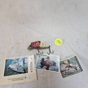 lot 203 image: Heddon Midget Red Head and Waterfowl  and Fishing Stamp