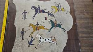 lot 260 image: Pictorial Sketch on Animal Hide-2009 by Eagle Wolf