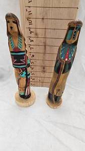 lot 207 image: Pair of KachinaKatsina Dolls -One SignedOne Unsigned -Done in Native American Style