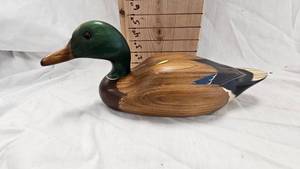 lot 211 image: Wood CarvedHand Painted Mallard, 1981-from Decoy Shop in Maine