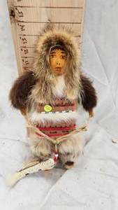 lot 227 image: Inuit Eskimo Doll-Yupik, appears to be Mid Century