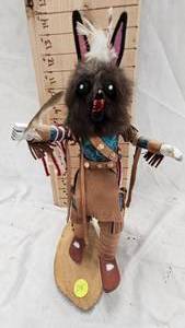 lot 245 image: Black Wolf Kachina Doll by Eagle Wolf