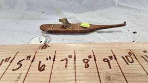 lot 259 image: Inuit Eskimo Child Toy 1890s-Drift Wood and Seal Skin