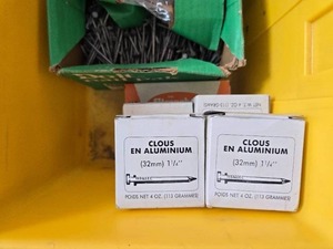 lot 32 image: Toolbox with Assorted Nails, Screws and 3 Red Head Concrete Adhesive Kits