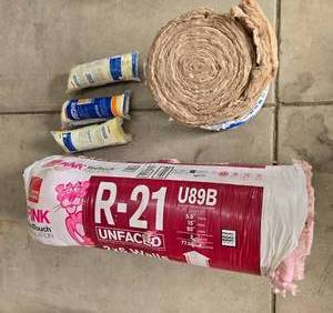 lot 69 image: Lot of Fiberglass Insulation Rolls and Magnet Source Rolling Magnet Sweeper