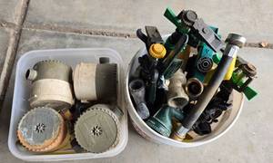 lot 85 image: Lot of Lawn Sprinkler Heads and Hose Timers