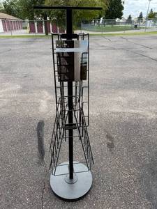 lot 93 image: Rotating Metal Brochure and Magazine Rack, 68 Inch Tall