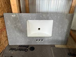 lot 95 image: Gray Vanity Top with Integrated Sink 44x22 Inch