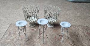 lot 105 image: Set of Decorative Metal Wire Baskets and Candle Holders