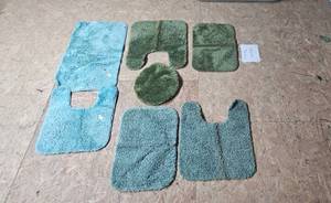 lot 129 image: Lot of Assorted Bathroom Rugs in Blue and Green Shades