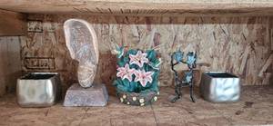 lot 136 image: Collection of Decorative Home Accents Inc Vases, Figurines, and Holders