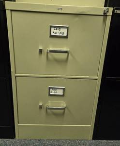 lot 144 image: HON 2-Drawer Metal Filing Cabinet, Beige, 29x18x29 Inches