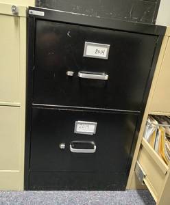 lot 145 image: Black 2-Drawer Metal Filing Cabinet
