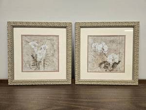 lot 149 image: Set of 2 Framed Floral Art Prints by Boma, 17x17 Inches Each