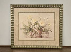 lot 152 image: Barbara Mock Framed Floral Wall Art 37x43 Inches