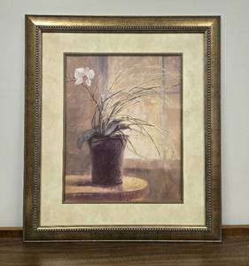 lot 160 image: Yumiko Ichikawa Framed Orchid Art Print 30x26 Sonoma Style