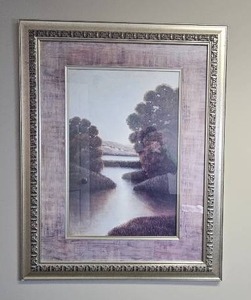 lot 161 image: Framed Landscape Art Print with Ornate Border 47x37 Inches