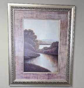 lot 162 image: Framed River Landscape Artwork, 47x37 Inches