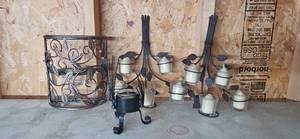 lot 174 image: Collection of Metal Candle Holders with Votive Candles and Leaf Design