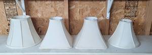 lot 180 image: Set of 4 Off-White Fabric Lamp Shades in Assorted Sizes