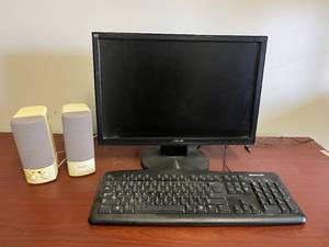 lot 189 image: ASUS Monitor with Microsoft Keyboard and Premio Speakers Set