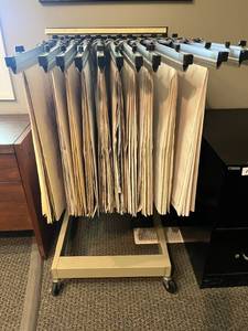 lot 195 image: Mobile Blueprint Plan File Organizer Stand with Hangers