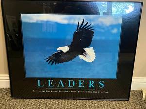 lot 196 image: Framed Leaders Eagle Motivational Poster with Quality Assurance Seal