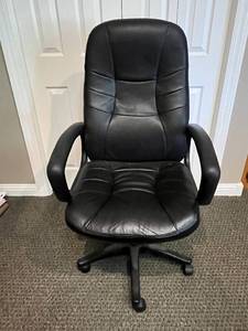 lot 201 image: Black Faux Leather Adjustable Office Chair with Armrests