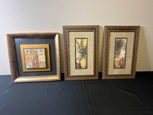 lot 208 image: Set of 3 Framed Wall Art Prints Including Julia Hawkins Botanical Pair