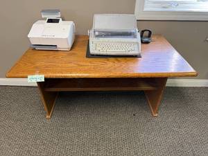 lot 211 image: Wood Office Desk with Shelf 27x48x27 Inches - desk only