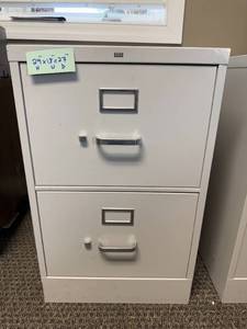 lot 215 image: HON 2-Drawer Metal Filing Cabinet 29x18x27 Inches