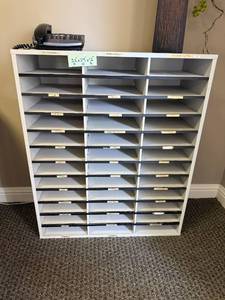 lot 218 image: Steel Office Mail Sorter Organizer 35x29x12 Inch with Multiple Slots - organizer only