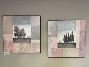 lot 221 image: Set of 2 Framed Landscape Prints with Trees 26x27 Inches