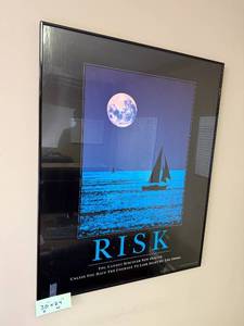 lot 225 image: Framed Risk Motivational Poster 30x24 Inches