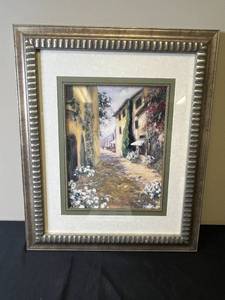 lot 233 image: Framed Wall Art Print Sunlit Villa by Anna Stevens 25x20 Inches
